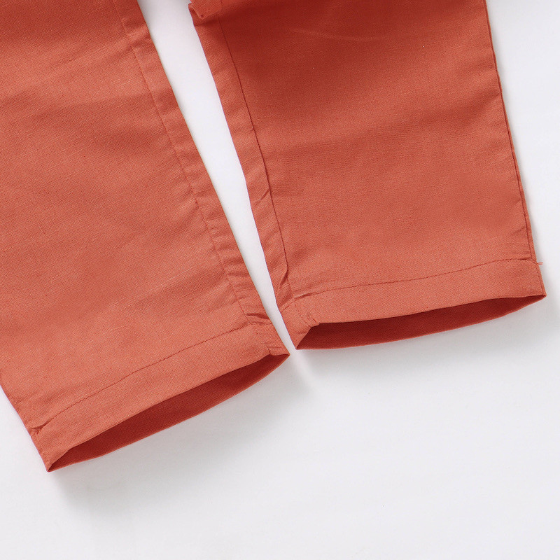 Soft 12M-5Y Linen Organic Cotton Long Pants Summer Spring Brick color